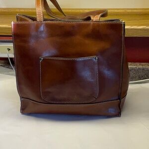 PATRICIA NASH Cognac Brown Leather Shoulder Bag